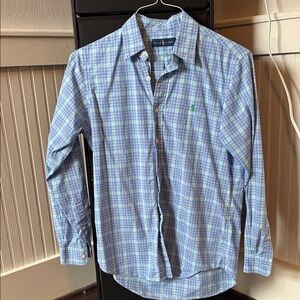 Polo by Ralph Lauren Men's Green and Blue Check Shirt